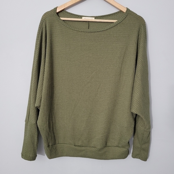 Reb. In J. 220 Olive Green Waffle Knit Thermal Top - Picture 1 of 8